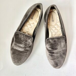 Birdies Starling Gray Velvet Snake Print Slip-On Loafers